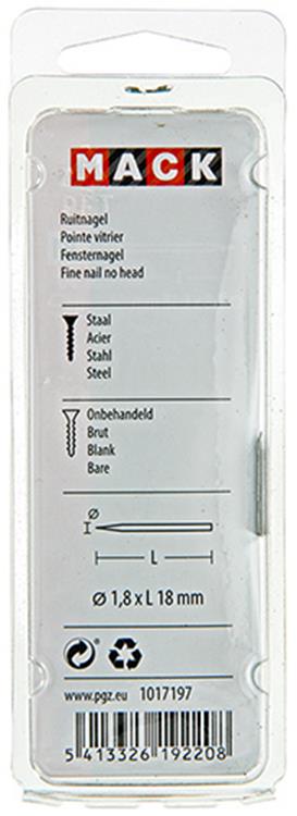 Mack 1017197 - ruitnagel staal onbehandeld 50gr 1,8 x 18 mm | 10 stuks