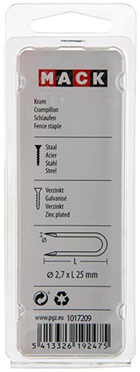 Mack 1017209 - kram staal verzinkt 90 gr 2,7 x 25 mm | 5 stuks