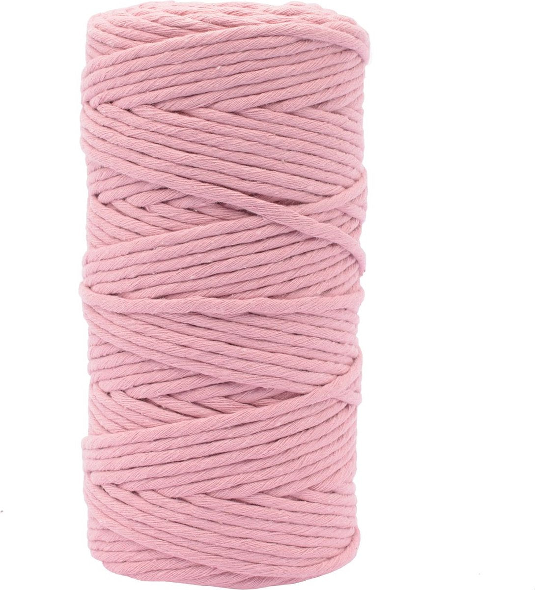 Vaessen creative macrame touw - oudroze - 3mmx100m