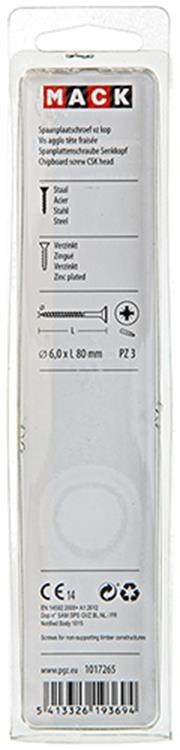 Mack 1017265 - spaanplaatschroef vz kop geelverz. 5 st 6,0 x 80 mm | 5 stuks