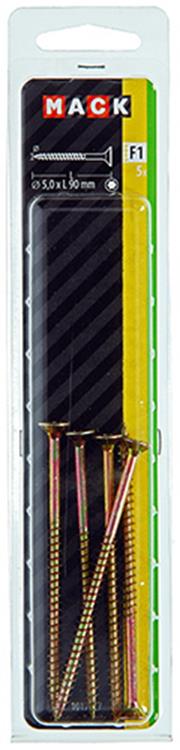 Mack 1017317 - spaanplschr.vzkop-zelfb. geelverz. 5 st 5,0 x 90 mm | 5 stuks