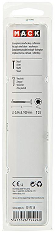 Mack 1017318 - spaanplschr.vzkop-zelfb. geelverz. 4 st 5,0 x 100 mm | 5 stuks
