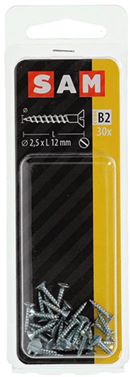 Mack 1017345 - houtschroef verzonken kop verz30 st 2,5 x 12 mm | 10 stuks