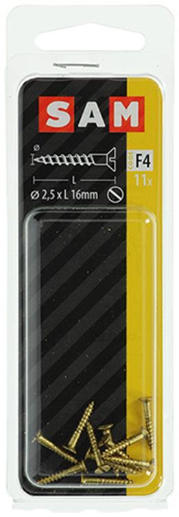 Mack 1019646 - houtschroef verzonken kop messing 11st 2,5 x 16 mm | 10 stuks