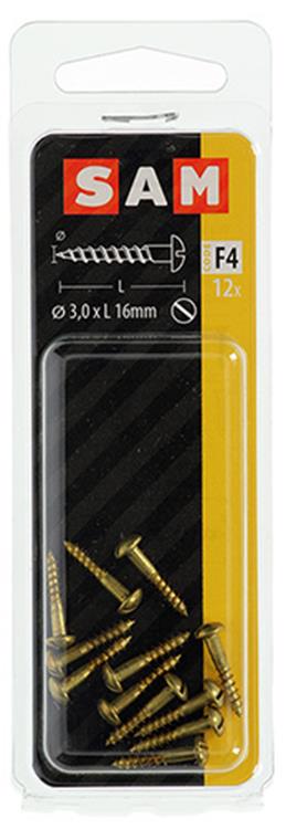 Mack 1019659 - houtschroef bolkop messing 12 st 3,0 x 16 mm | 10 stuks