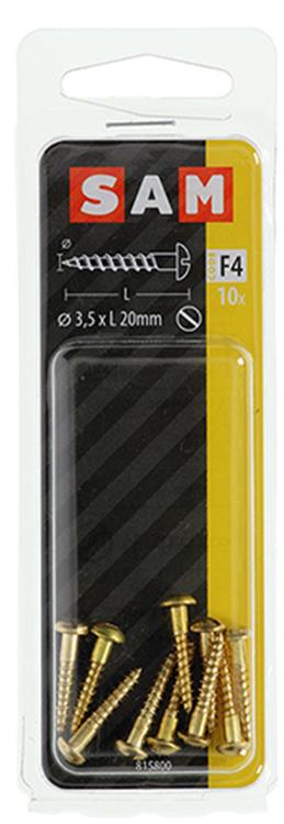 Mack 1019662 - houtschroef bolkop messing 10 st 3,5 x 20 mm | 10 stuks