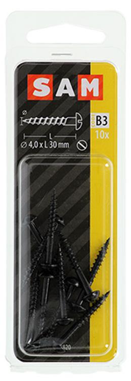 Mack 1017385 - houtschroef bolkop zwart verzinkt 10 st 4,0 x 30 mm | 10 stuks