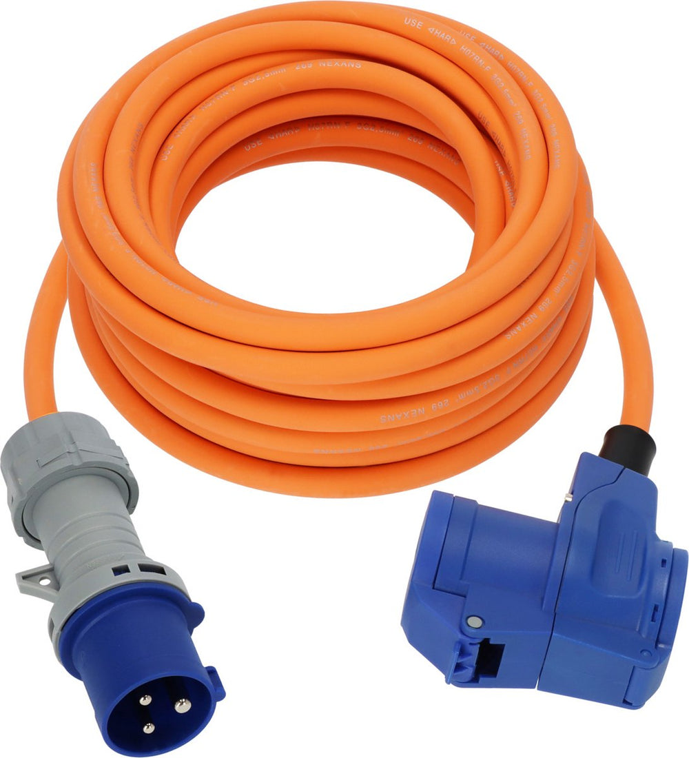 Brennenstuhl cee camping verlengkabel 10m kabel in oranje (cee stekker en hoekkoppeling incl. veiligheidscontact combinatie stopcontact met led-spanningsindicator, 230v 16a, voor permanent gebruik buitenshuis, made in germany)