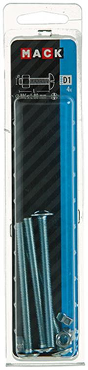 Mack 1017558 - kachelbout + moer staal verzinkt 4 st m6 x 80 mm | 5 stuks