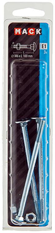 Mack 1017575 - houtbout + moer staal verzinkt3 st m6 x 100 mm | 5 stuks