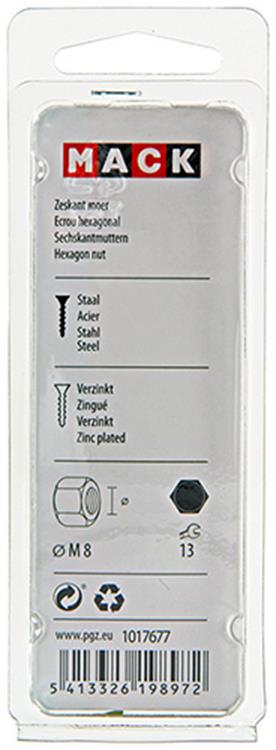 Mack 1017677 - zeskant moer staal verzinkt 20 st m 8 | 10 stuks