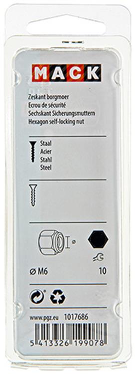Mack 1017686 - zeskant borgmoer staal verzinkt 14 st m6 | 10 stuks