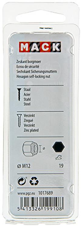 Mack 1017689 - zeskant borgmoer staal verzinkt 4 st m12 | 10 stuks