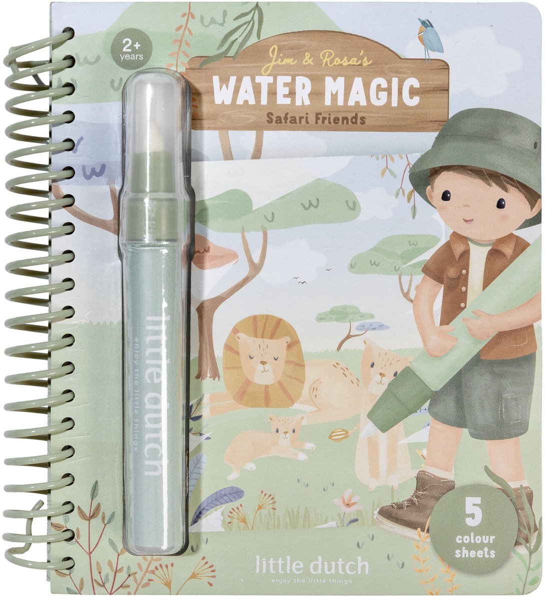 Little dutch water kleur boekje - safari jim - herbruikbaar magisch kleurboek - kleuren educatief peuter speelgoed - vanaf 2 jaar