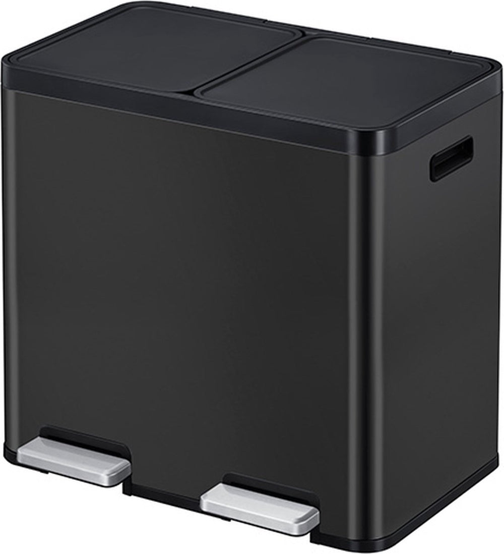 Eko - essential 1 recycler pedaalemmer 22+22 liter - stainless steel plastic - zwart - prullenbak