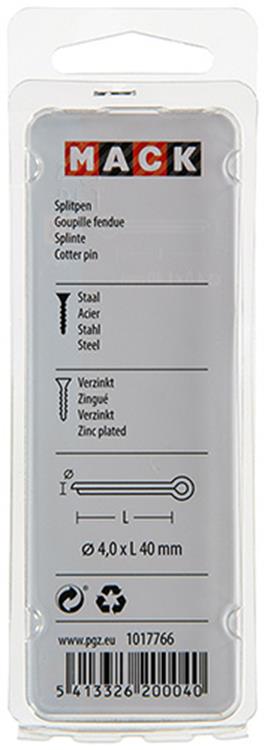 Mack 1017766 - splitpen staal verzinkt 10 st 4,0 x 40 mm | 10 stuks
