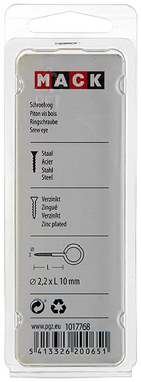 Mack 1017768 - schroefoog staal verzinkt 20st 2,2 x 10 mm | 10 stuks