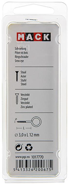 Mack 1017770 - schroefoog staal verzinkt 15st 3,0 x 12 mm | 10 stuks