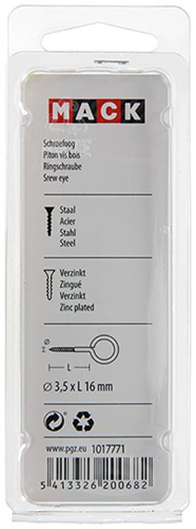 Mack 1017771 - schroefoog staal verzinkt 12st 3,5 x 16 mm | 10 stuks