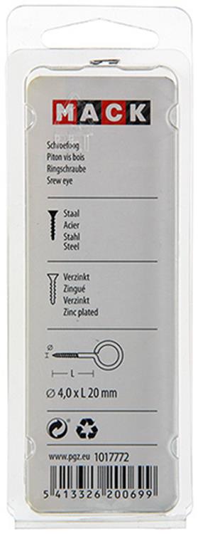 Mack 1017772 - schroefoog staal verzinkt 10st 4,0 x 20 mm | 10 stuks