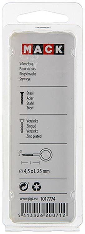 Mack 1017774 - schroefoog staal verzinkt 7 st 4,5 x 25 mm | 10 stuks