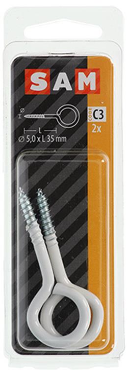 Mack 1017787 - schroefoog staal wit 2 st 5,0 x 35 mm | 10 stuks