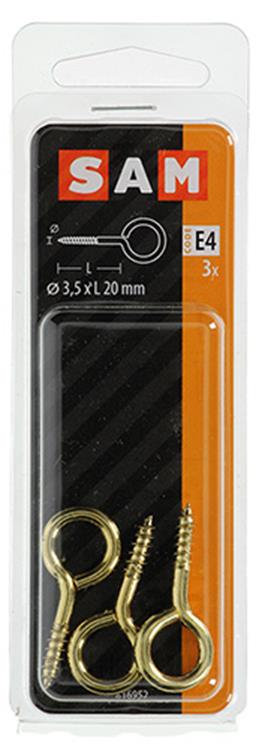 Mack 1019694 - schroefoog messing 3 st 3,5 x 20mm | 10 stuks