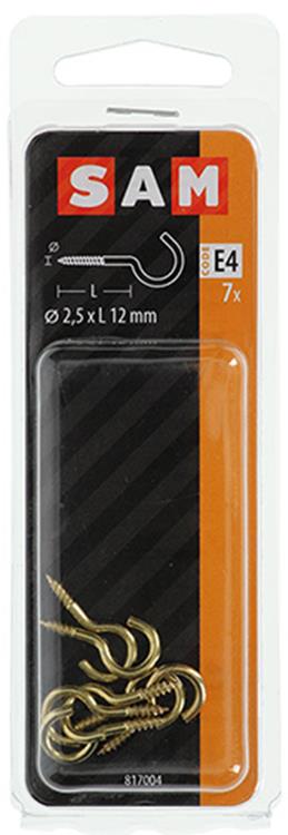 Mack 1019696 - schroefhaak messing 7 st 2,5 x 12mm | 10 stuks