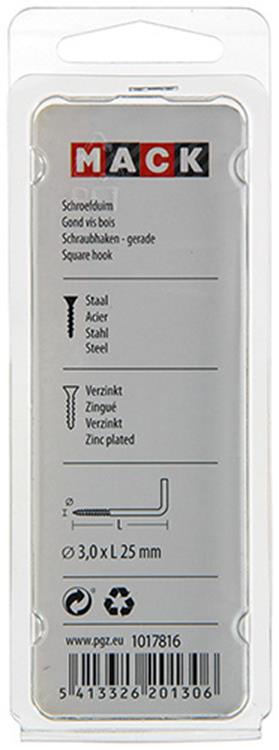 Mack 1017816 - schroefduim staal verzinkt 18st 3,0 x 25 mm | 10 stuks