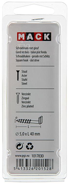Mack 1017830 - schroefduim met gleuf staal verz. 5 st 5,0 x 40 mm | 10 stuks