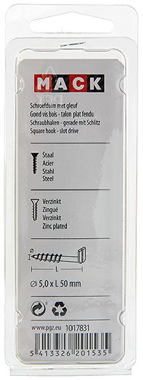 Mack 1017831 - schroefduim met gleuf staal verz. 5 st 5,0 x 50 mm | 10 stuks