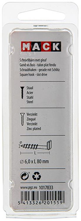Mack 1017833 - schroefduim met gleuf staal verz. 3 st 6,0 x 80 mm | 10 stuks
