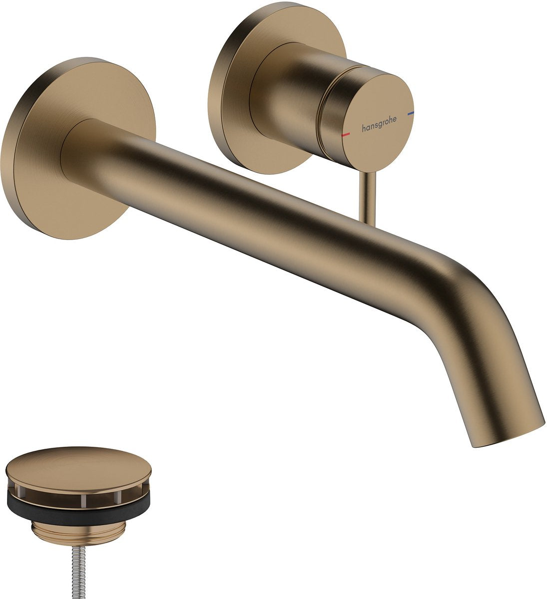 Hansgrohe tecturis s - inbouw wastafelkraan - voor wandmontage - ééngreeps bediening - 22,5 cm uitloop - brushed bronze