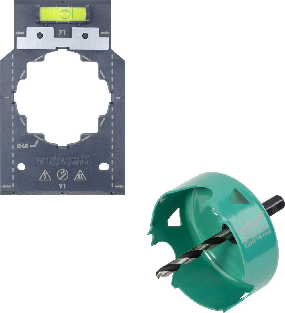 Wolfcraft - gipsplaat gatenzaag 76mm voor hollewanddoos - inbouwdoos installeren in gipsplaten - 5902000