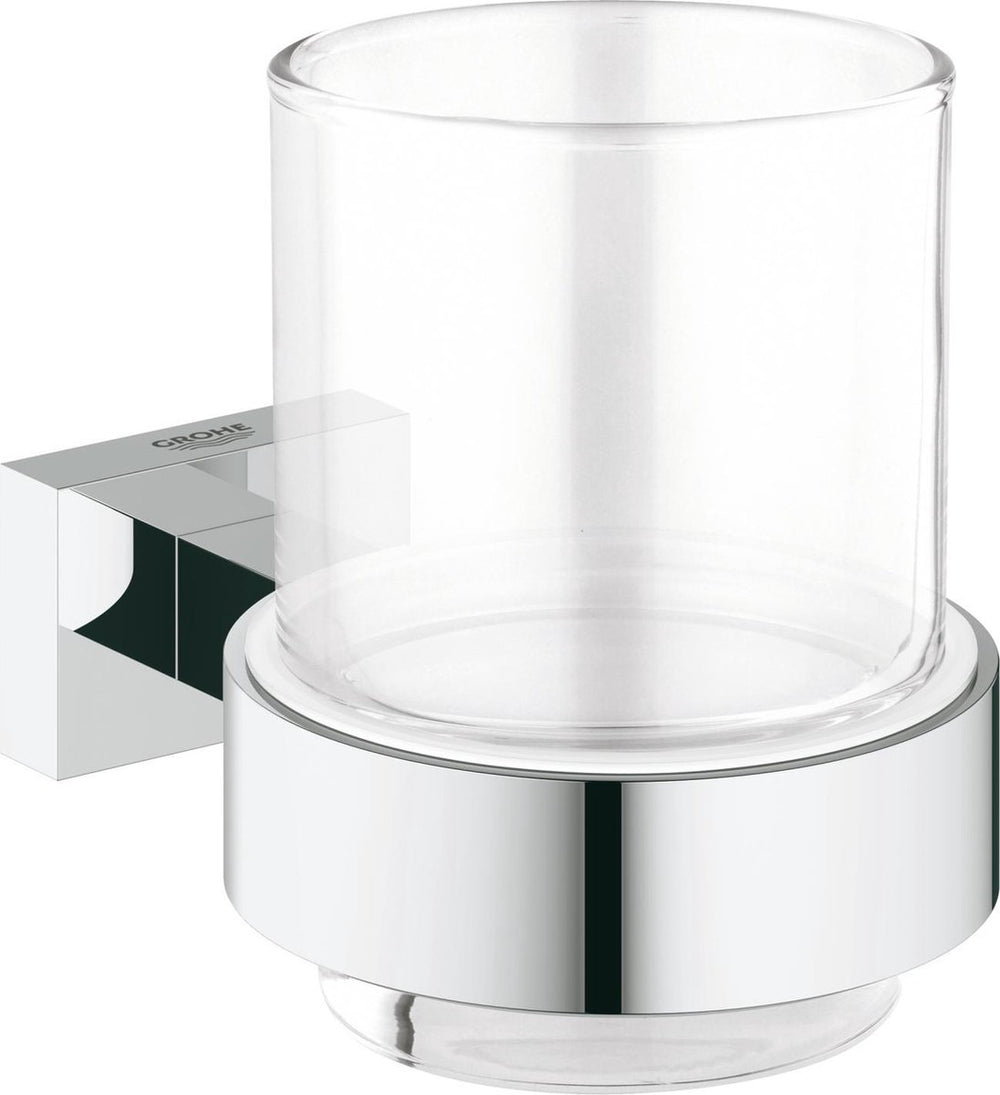 Grohe essentials cube houder met drinkglas - chroom
