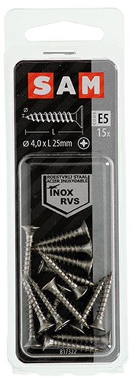 Mack 1019740 - spaanplaatschroef vz kop rvs 15 st 4,0 x 25 mm | 10 stuks