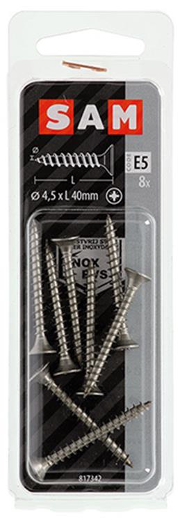 Mack 1019750 - spaanplaatschroef vz kop rvs 8 st 4,5 x 40 mm | 10 stuks
