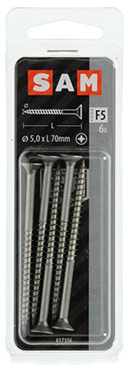 Mack 1019757 - spaanplaatschroef vz kop rvs 6 st 5,0 x 70 mm | 10 stuks