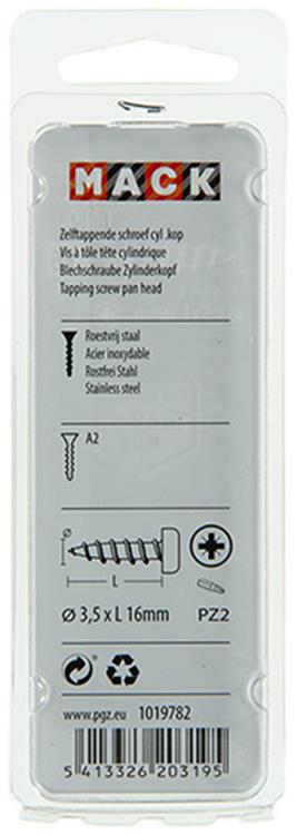 Mack 1019782 - zelftappende schroef cyl.kop a2 13 st 3,5 x 16 mm | 10 stuks
