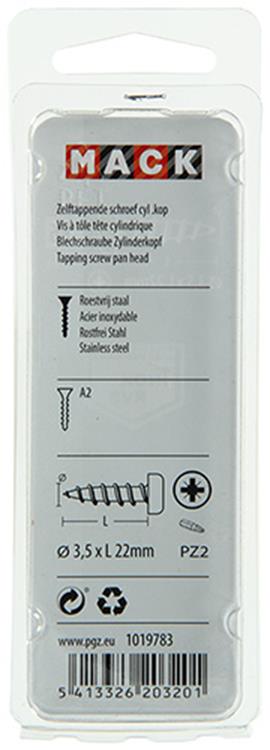 Mack 1019783 - zelftappende schroef cyl.kop a2 11 st 3,5 x 22 mm | 10 stuks