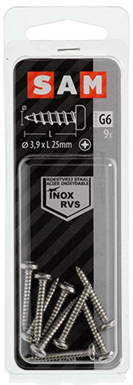 Mack 1019787 - zelftappende schroef cyl.kop a2 9 st 3,9 x 25 mm | 10 stuks