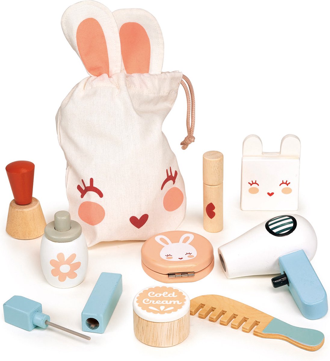 Mentari rollenspel - make up set bunny - in katoenen zak - hout - 3 jaar