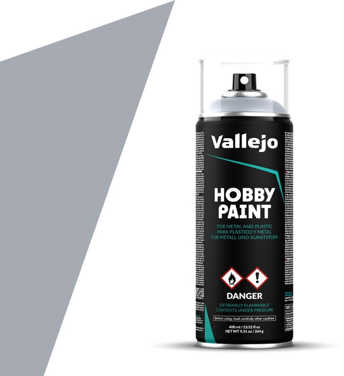 Vallejo hobbyverf - 28021 silver - matt - spray - verf spuitbus - 400 ml
