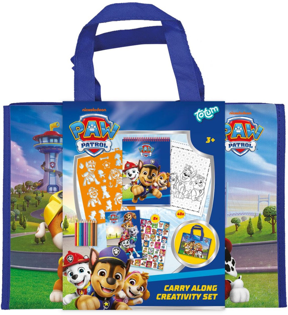 Totum paw patrol speelgoed luxe vakantie teken- sticker en kleurmap - carry along set voor uit en thuis - creatief speelgoed junior tekenen kleuren stickeren vanaf 3 jaar