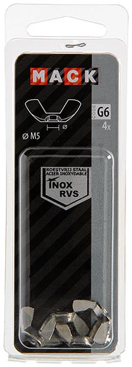 Mack 1019866 - vleugelmoer inox a2 4 st m5 | 10 stuks