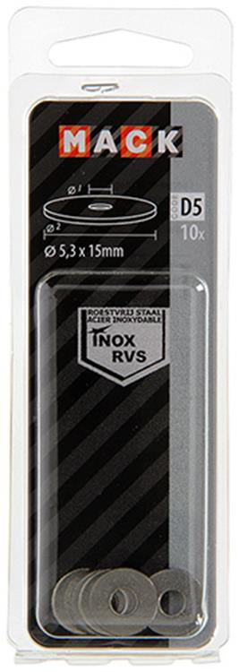 Mack 1019877 - carrosserie sluitring inox a2 10 st 5,3x15 | 10 stuks