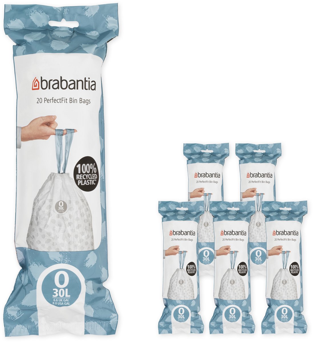 Brabantia perfectfit vuilniszakken - 30 l - code o - 6 rollen x 20 stuks