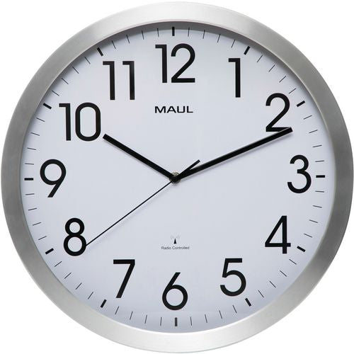 Wandklok maul maulmove radiogestuurd wit, zilver