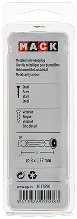 Mack 1017890 - metalen hollewandplug verzinkt4 st 8 x37 mm | 10 stuks
