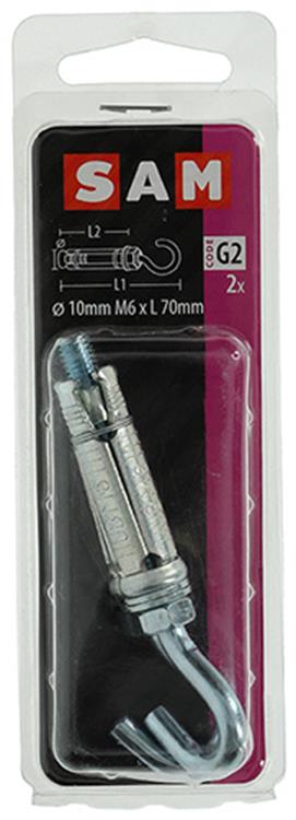 Mack 1019954 - keilbout schroefhaak verzinkt 2 st m6x70 10x40 | 5 stuks